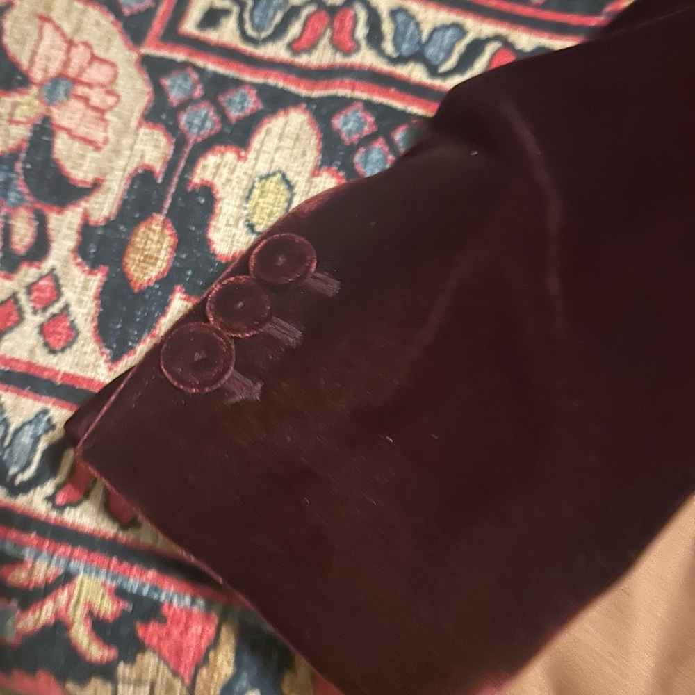 Mango Velvet Blazer in Deep Burgundy